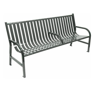 Oakley Collection Slatted Outdoor Bench with Center Arm, 72" L