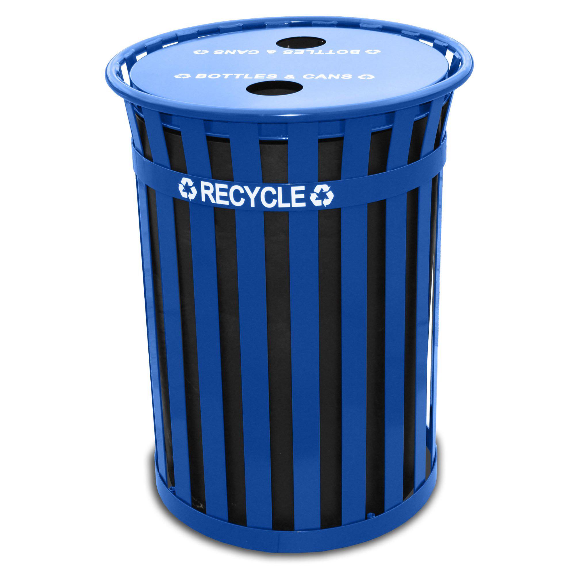 Oakley Collection Outdoor Single Stream Recycling Receptacle, Flat Top with 2 Openings, 50 Gallon Capacity