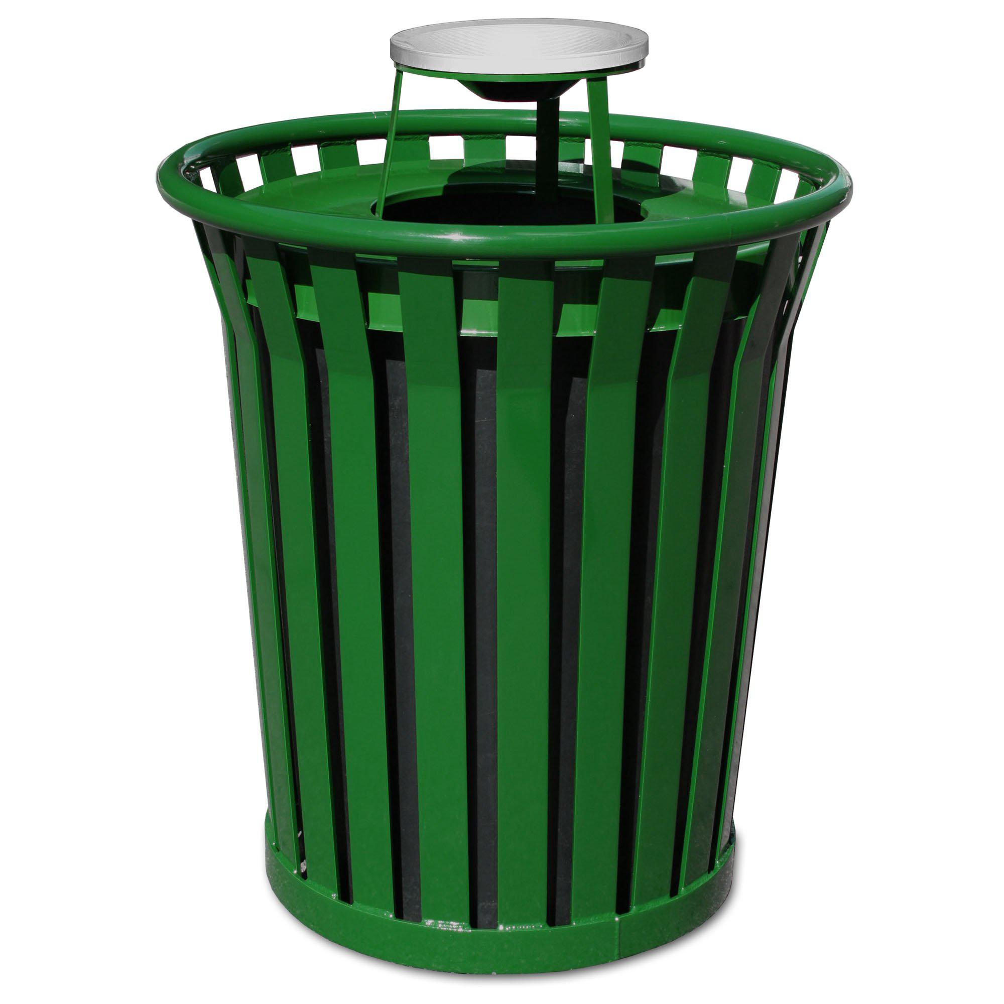 Wydman Collection Heavy Duty Slatted Outdoor Trash Receptacle with Ash Top, 36-Gallon Capacity