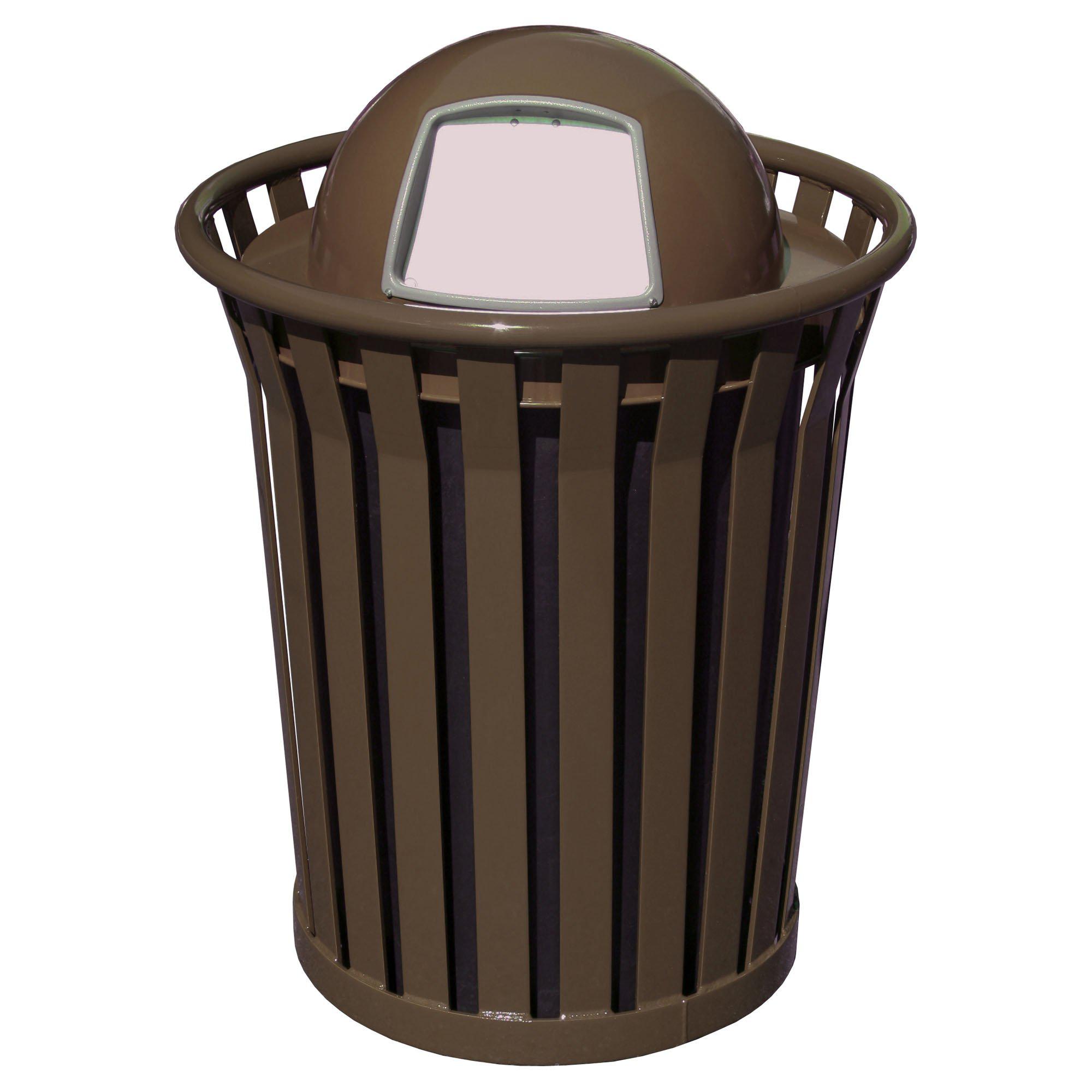 Wydman Collection Heavy Duty Slatted Outdoor Trash Receptacle with Dome Top Lid, 36-Gallon Capacity