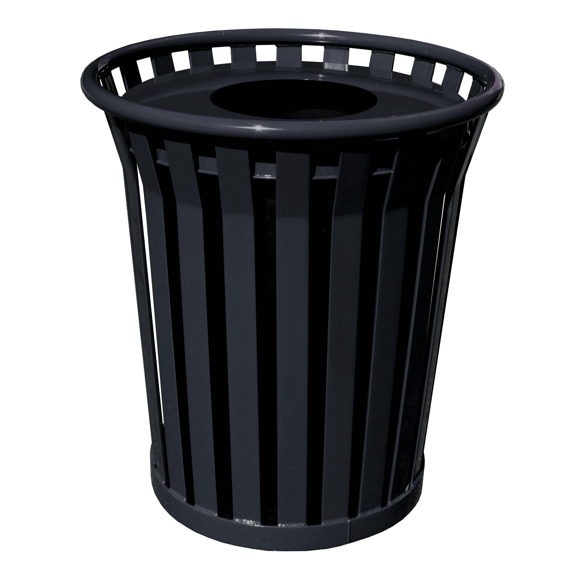 Wydman Collection Heavy Duty Slatted Outdoor Trash Receptacle with Flat Top Lid, 36-Gallon Capacity