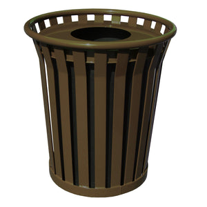 Wydman Collection Heavy Duty Slatted Outdoor Trash Receptacle with Flat Top Lid, 36-Gallon Capacity
