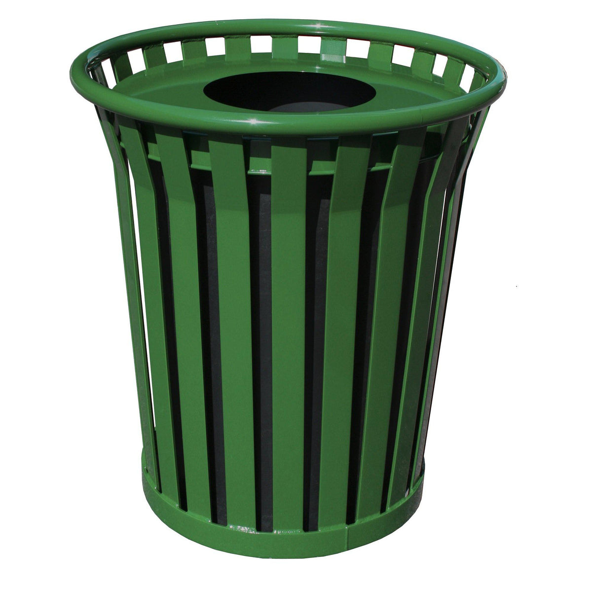 Wydman Collection Heavy Duty Slatted Outdoor Trash Receptacle with Flat Top Lid, 36-Gallon Capacity