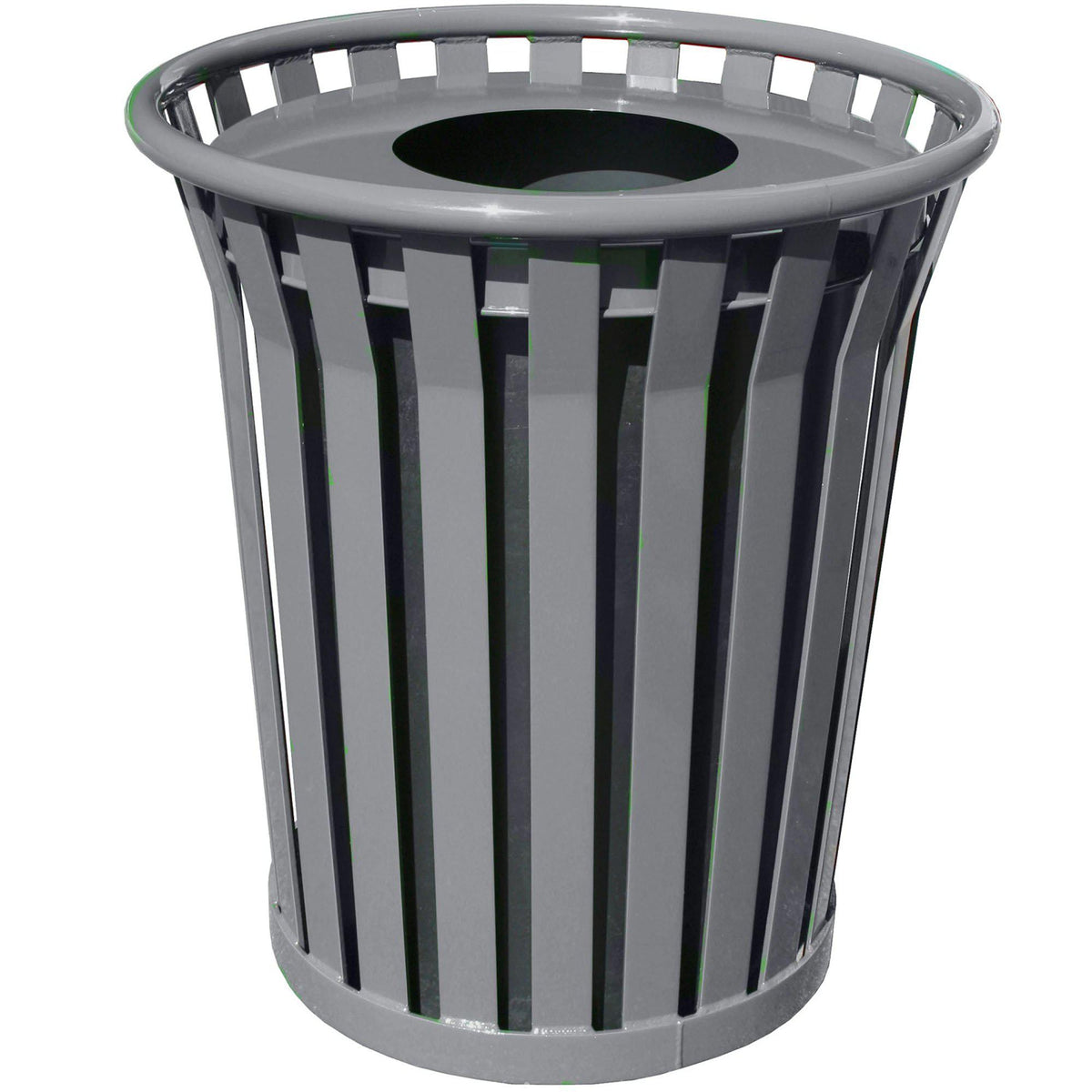 Wydman Collection Heavy Duty Slatted Outdoor Trash Receptacle with Flat Top Lid, 36-Gallon Capacity