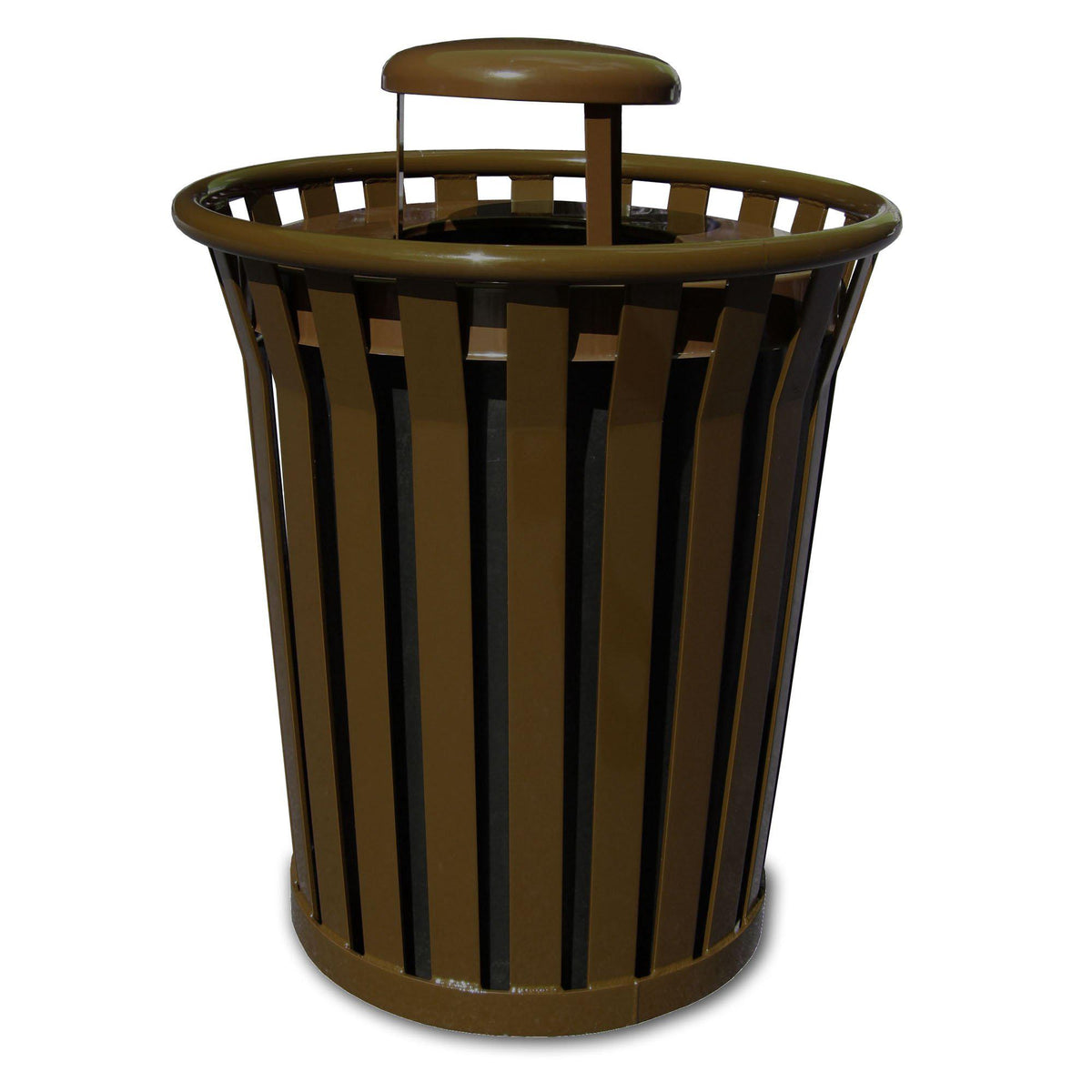 Wydman Collection Heavy Duty Slatted Outdoor Trash Receptacle with Rain Cap Lid, 36-Gallon Capacity