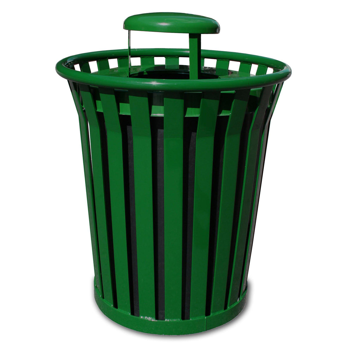 Wydman Collection Heavy Duty Slatted Outdoor Trash Receptacle with Rain Cap Lid, 36-Gallon Capacity