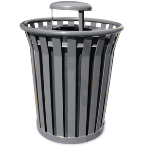 Wydman Collection Heavy Duty Slatted Outdoor Trash Receptacle with Rain Cap Lid, 36-Gallon Capacity