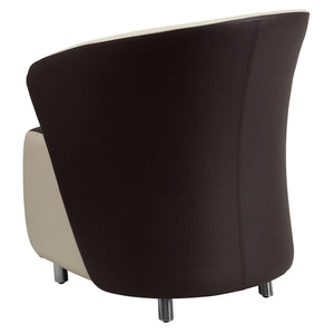 Nextgen Curved Barrel Back Lounge Chair, Dark Brown LeatherSoft Upholstery with Beige Detailing