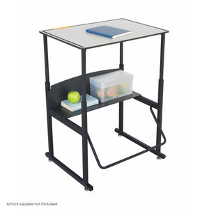 AlphaBetter® Adjustable-Height Stand-Up Desk, 28 x 20" PremiumTop and Swinging Footrest Bar-Desks-Gray-