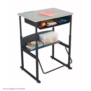 AlphaBetter® Adjustable-Height Stand-Up Desk, 28 x 20" Standard Beige Top, Book Box and Swinging Footrest Bar-Desks-