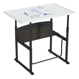 AlphaBetter® Adjustable-Height Stand-Up Desk, 36 x 24" Premium Top and Swinging Footrest Bar-Desks-Dry Erase-