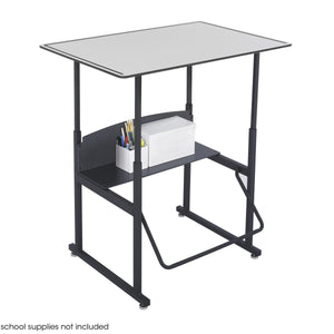AlphaBetter® Adjustable-Height Stand-Up Desk, 36 x 24" Premium Top and Swinging Footrest Bar-Desks-Gray-