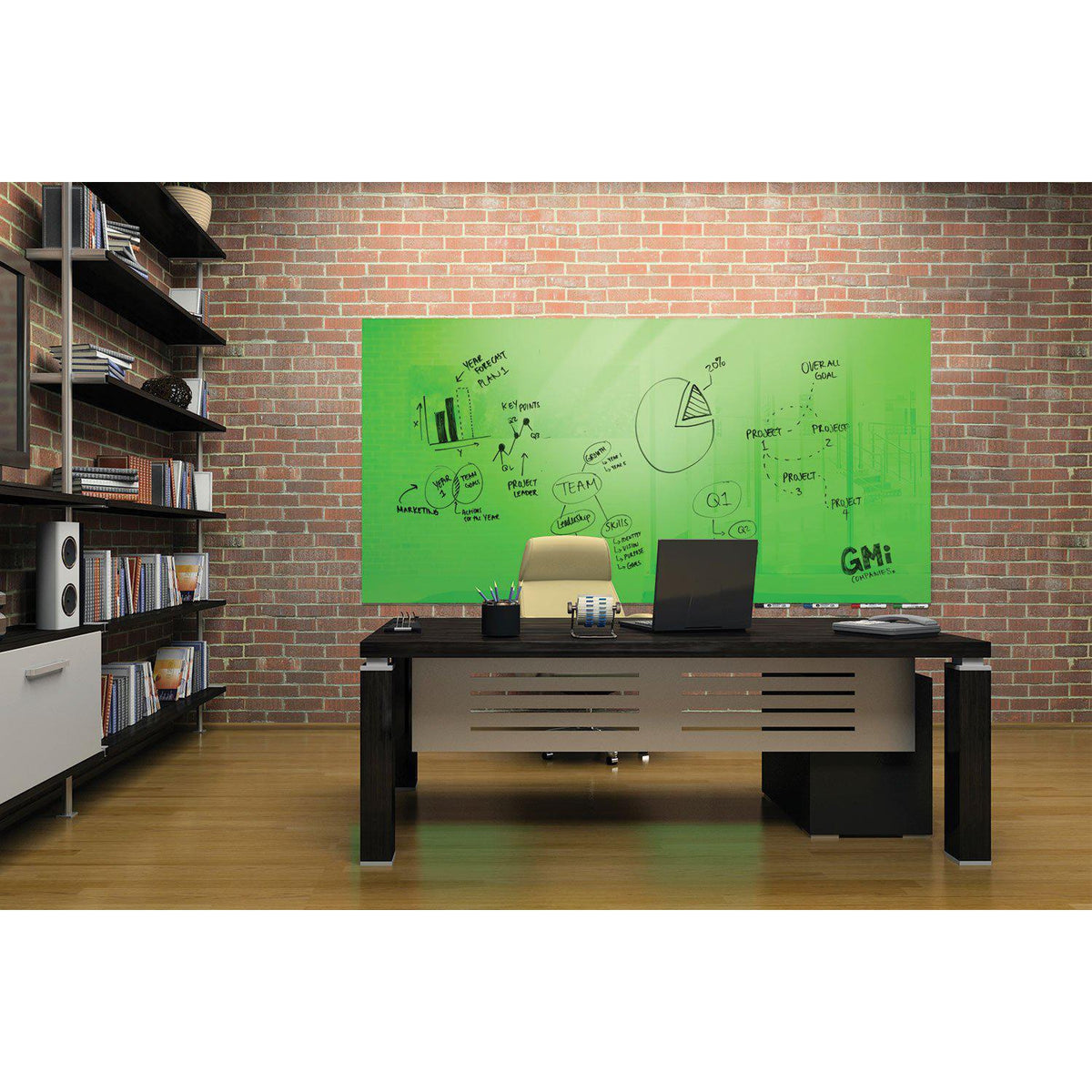 Aria Low Profile Glassboard, Non-Magnetic, Vertical, 5' x 4'