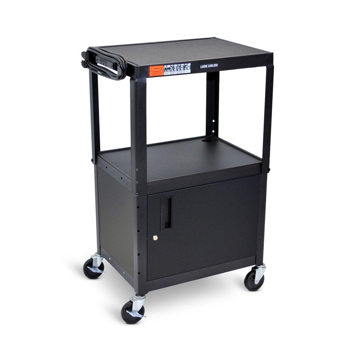 Adjustable-Height Steel AV Cart  with Cabinet
