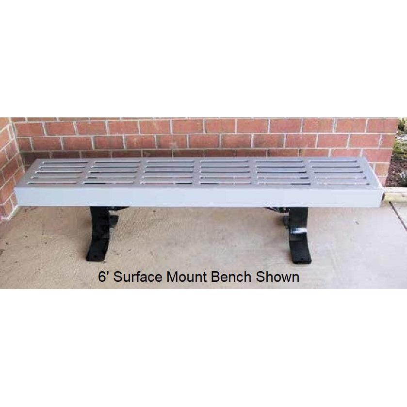 8’ Slatted Bench Without Back, Surface Mount