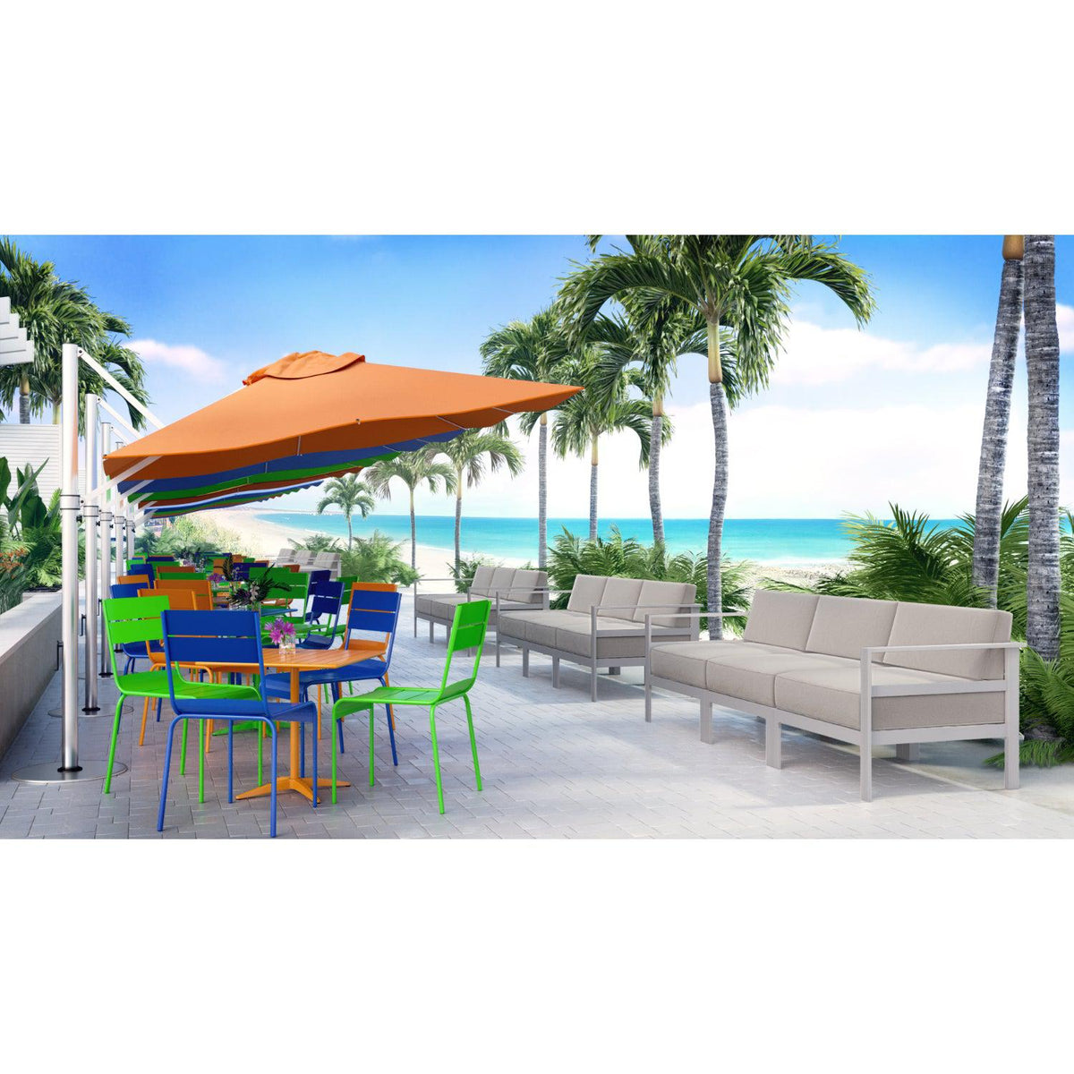 beachcomber patio umbrella 210cm Beach - Turquoise Tilt mechanism 8 Sturdy fiberglass ribs Rust Martha Stewart Living Beachcomber Stripe