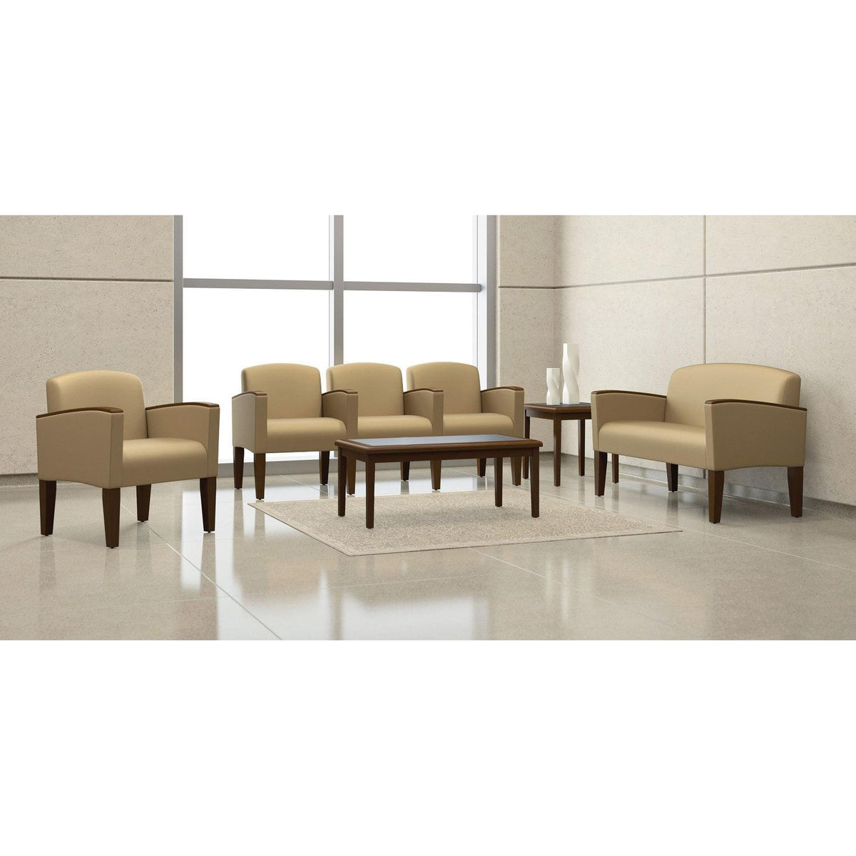 Belmont Collection Reception Seating, 4 Seats with Center Arms, Designer Fabric Upholstery, FREE SHIPPING