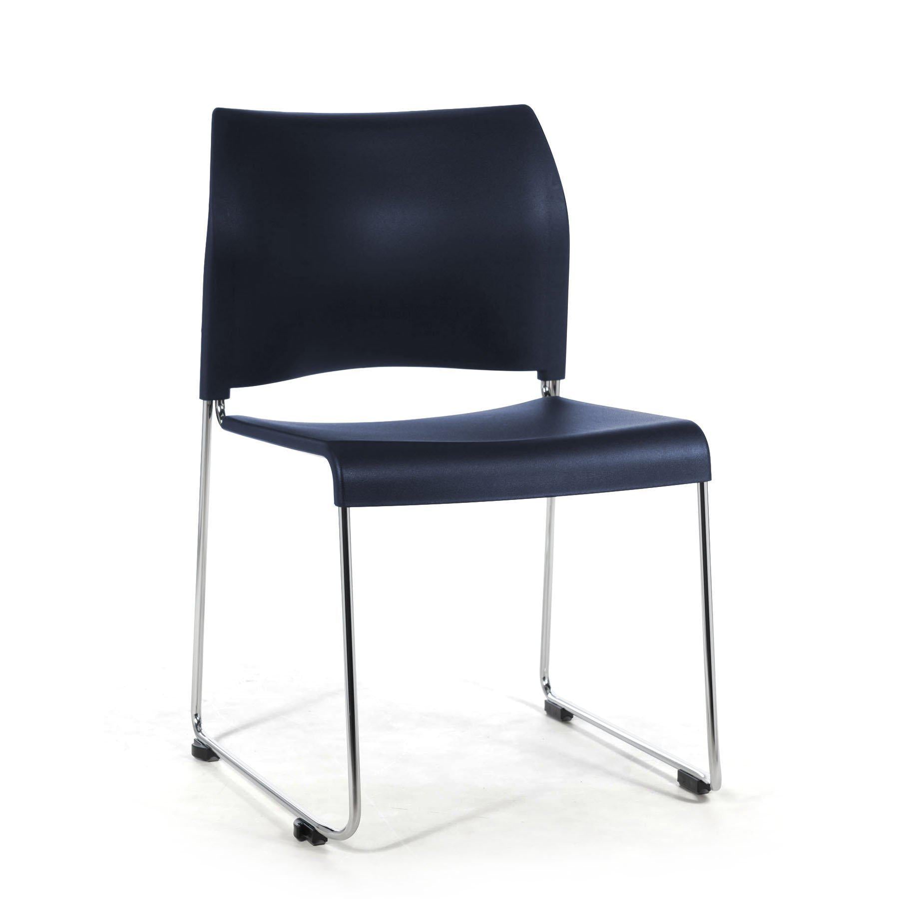 Cafetorium Plastic Stack Chair-Chairs-Navy Blue on Chrome Frame-
