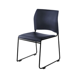Cafetorium Plush Vinyl Stack Chair-Chairs-Blue Vinyl Seat/Blue Plastic Back/Black Frame-