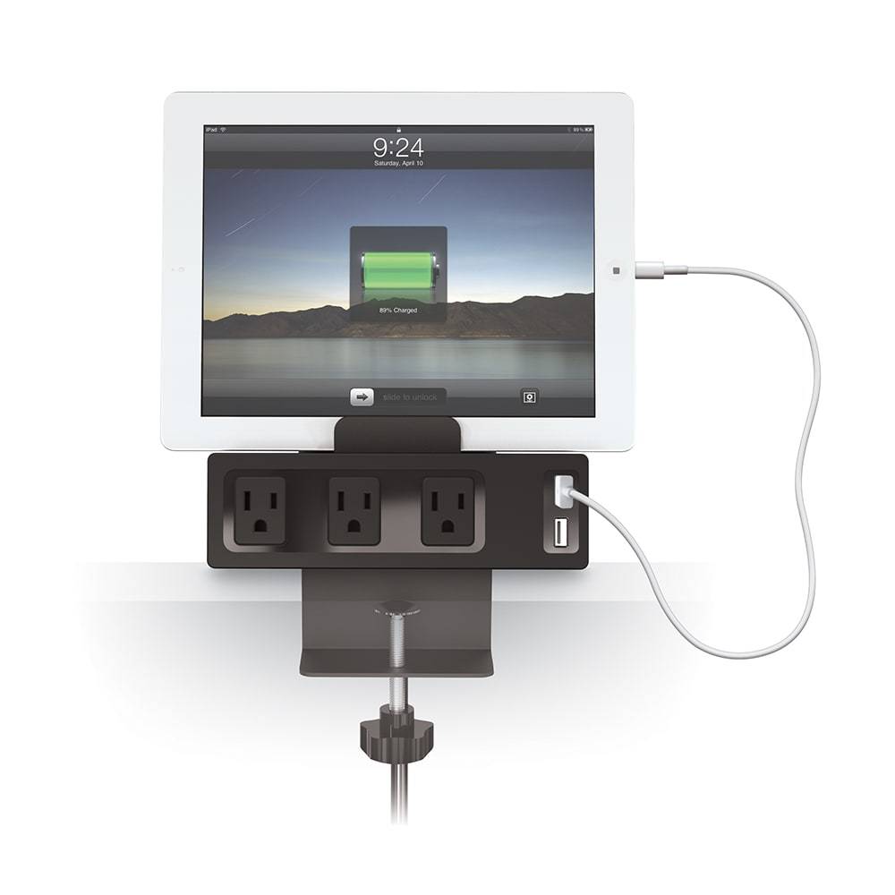 Clamp-Mount Outlet and USB Charger-Computer Furniture-