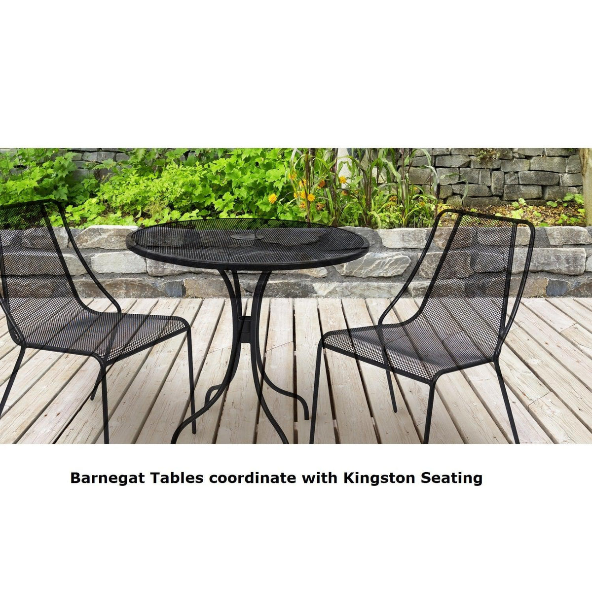 Barnegat Collection Outdoor/Indoor Black Steel 30" Round Dining Height Table with Umbrella Hole