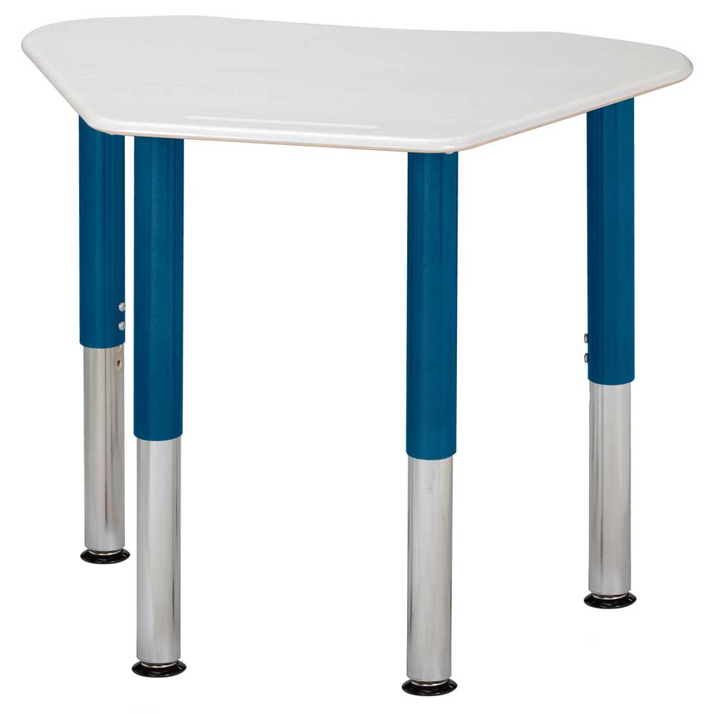 Hexagon Galaxy Collaborative Study Top Adjustable Desk, Gray Top, Blue Legs- QUICK SHIP