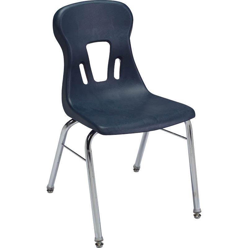 Classic Comfort 4-Leg Stacking Chair, 17.5" Seat Height, Chrome Frame, Navy Seat - QUICK SHIP