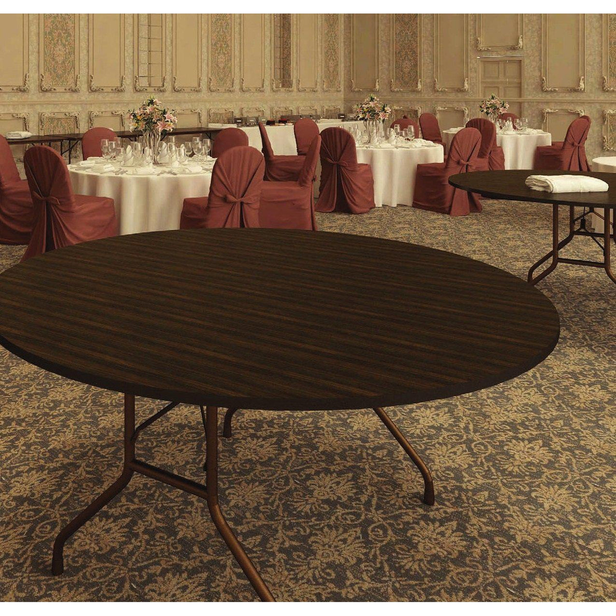 Solid Plywood Core Folding Table, Premium High-Pressure Laminate Top, Adjustable Height, 36" x 72"