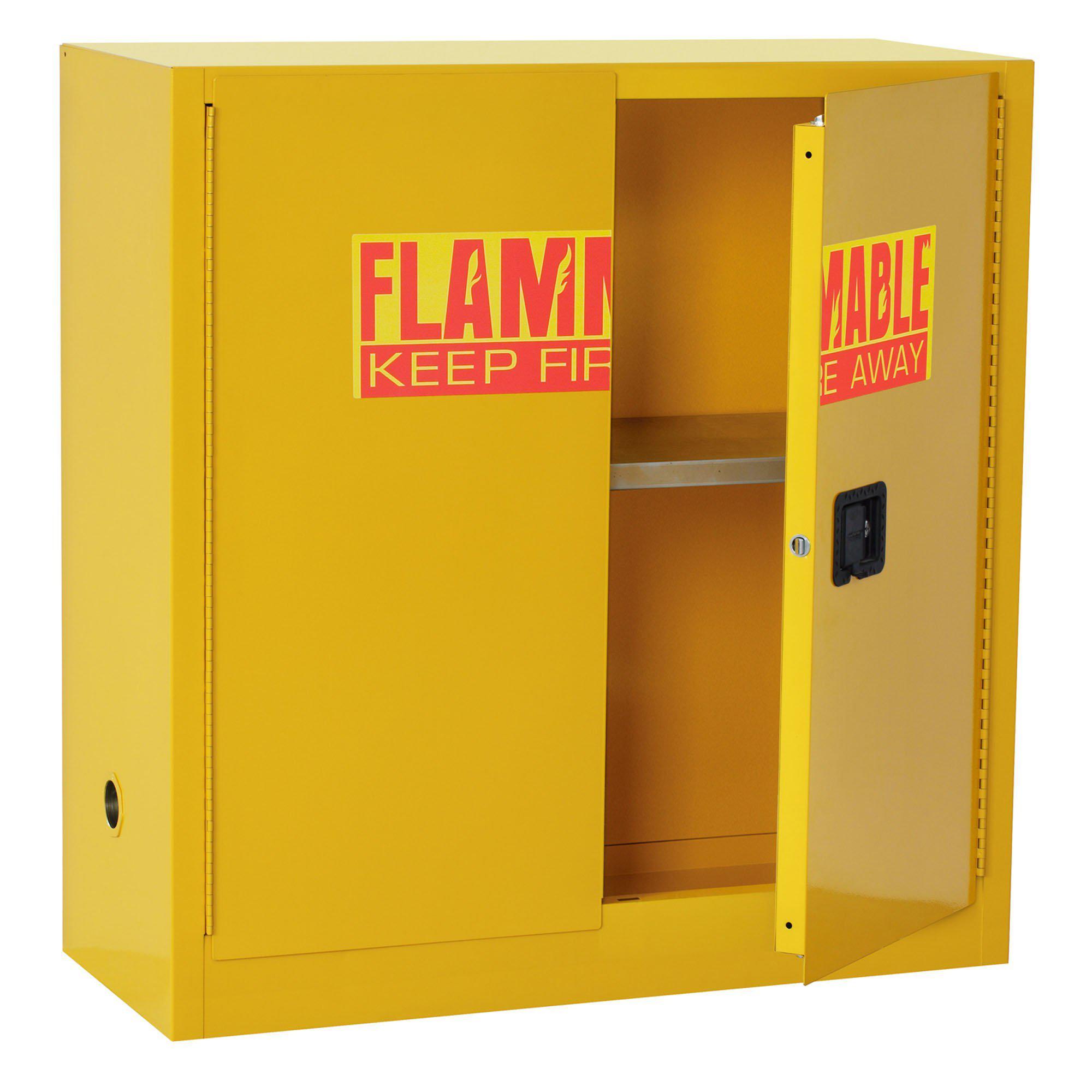Counter Height Flammable Safety Cabinet, 30 Gallon Capacity, Safety Yellow, 43 x 18 x 44