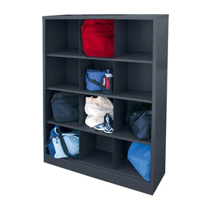Cubby Storage Organizer, 12 Sections, 46 x 18 x 66, Charcoal