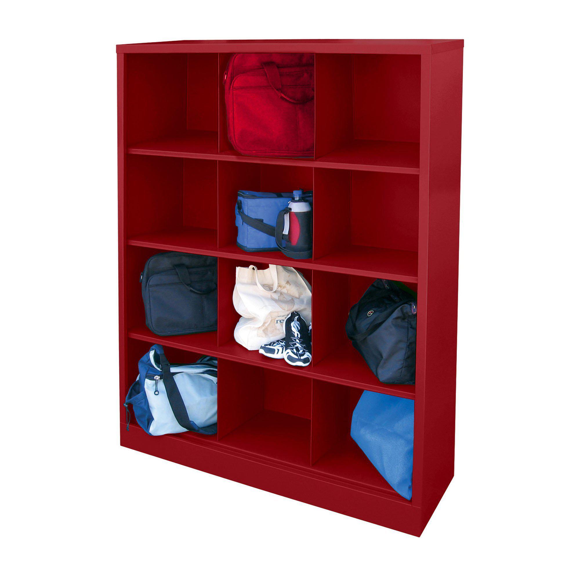 Cubby Storage Organizer, 12 Sections, 46 x 18 x 66, Red