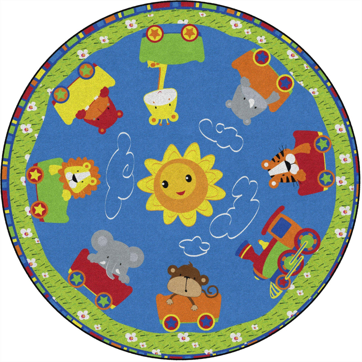 Cutie Nursery School Rugs-Classroom Rugs & Carpets-Train-5' Round-