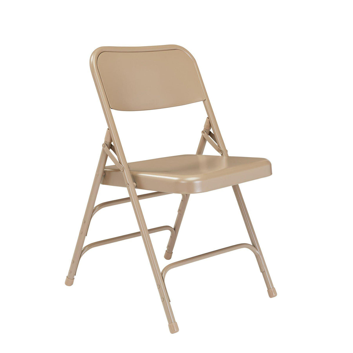 Deluxe All-Steel Triple Brace Double Hinge Folding Chair (Carton of 4)-Chairs-Beige-