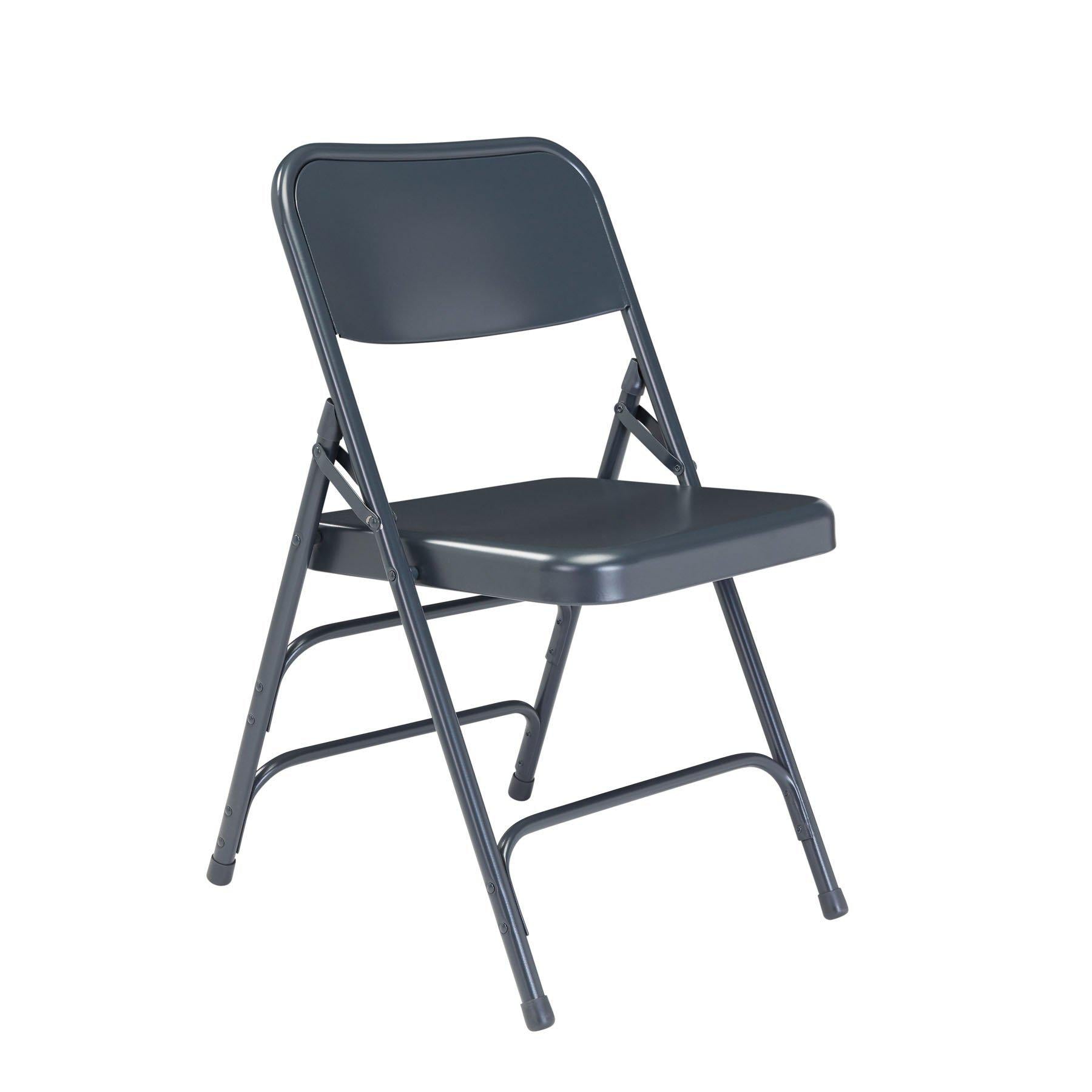 Deluxe All-Steel Triple Brace Double Hinge Folding Chair (Carton of 4)-Chairs-Char Blue-