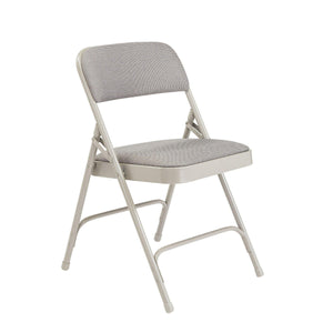 Deluxe Fabric Upholstered Double Hinge Premium Folding Chair (Carton of 4)-Chairs-Greystone Fabric/Grey Frame-