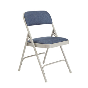 Deluxe Fabric Upholstered Double Hinge Premium Folding Chair (Carton of 4)-Chairs-Imperial Blue Fabric/Grey Frame-