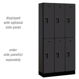 Designer Wood Lockers, 12"-Wide Double Tier, 6 Feet High, 15" Deep-Lockers-3 Wide-Black-