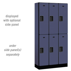 Designer Wood Lockers, 12"-Wide Double Tier, 6 Feet High, 15" Deep-Lockers-3 Wide-Blue-