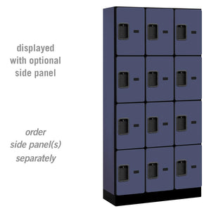 Designer Wood Lockers, 12"-Wide Four Tier, 6 Feet High, 15" Deep-Lockers-3 Wide-Blue-