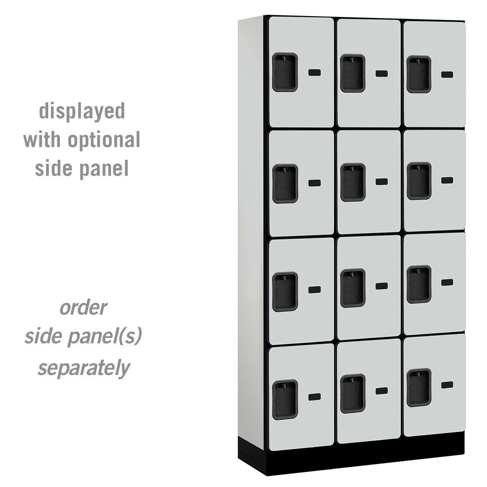 Designer Wood Lockers, 12"-Wide Four Tier, 6 Feet High, 15" Deep-Lockers-3 Wide-Gray-