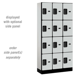 Designer Wood Lockers, 12"-Wide Four Tier, 6 Feet High, 15" Deep-Lockers-3 Wide-Gray-