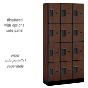 Designer Wood Lockers, 12"-Wide Four Tier, 6 Feet High, 15" Deep-Lockers-3 Wide-Mahogany-