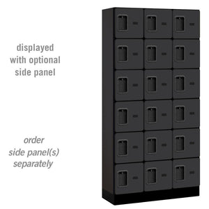 Designer Wood Lockers, 12"-Wide Six-Tier Box Style, 6 Feet High, 15" Deep-Lockers-3 Wide-Black-