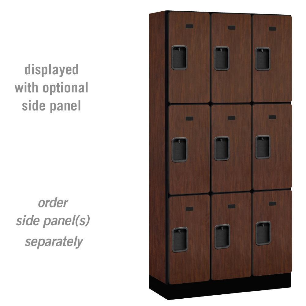 Designer Wood Lockers, 12"-Wide Triple Tier, 6 Feet High, 15" Deep-Lockers-3 Wide-Mahogany-
