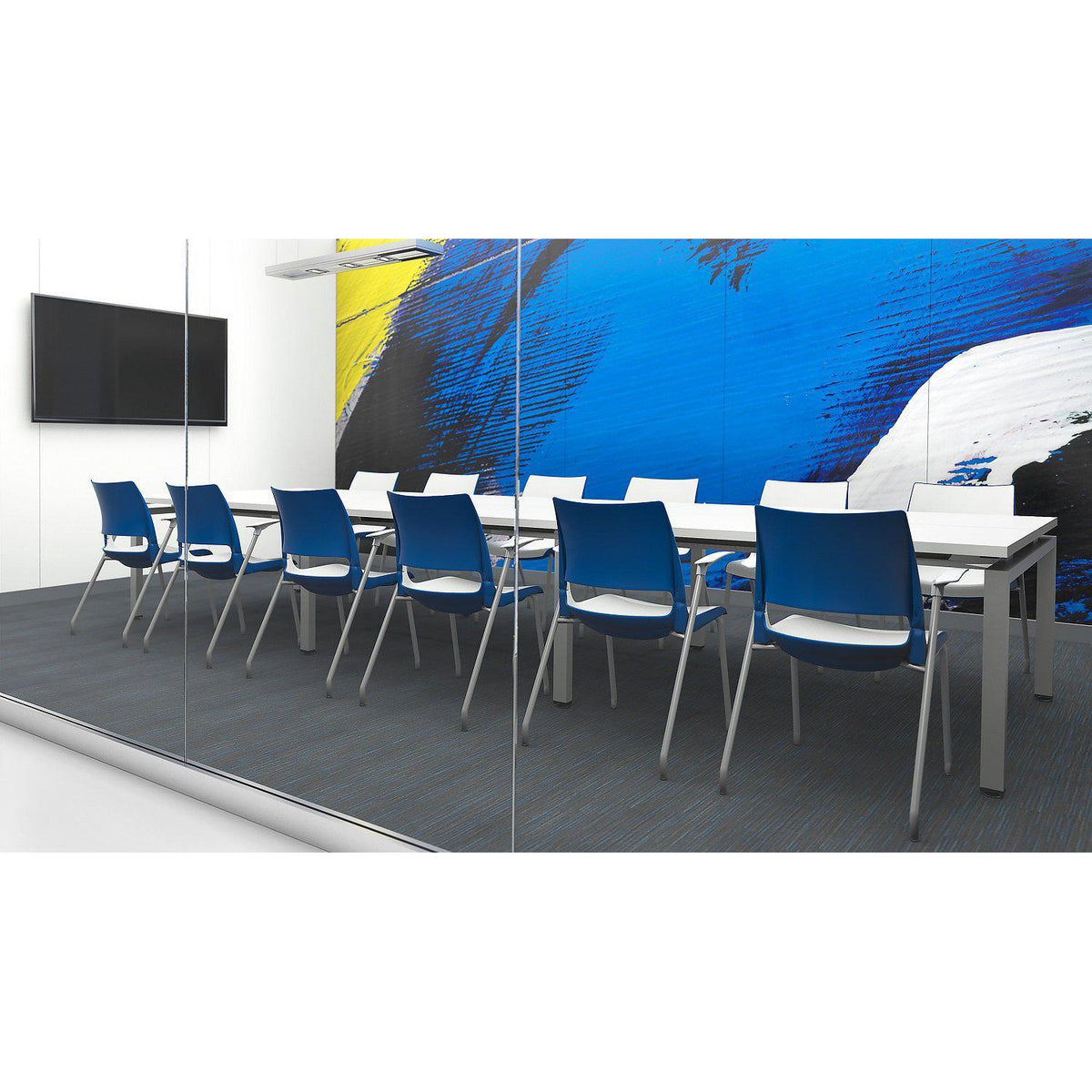 KI Doni Four-Leg Stack Chair with 2-Tone Poly Shell, FREE SHIPPING