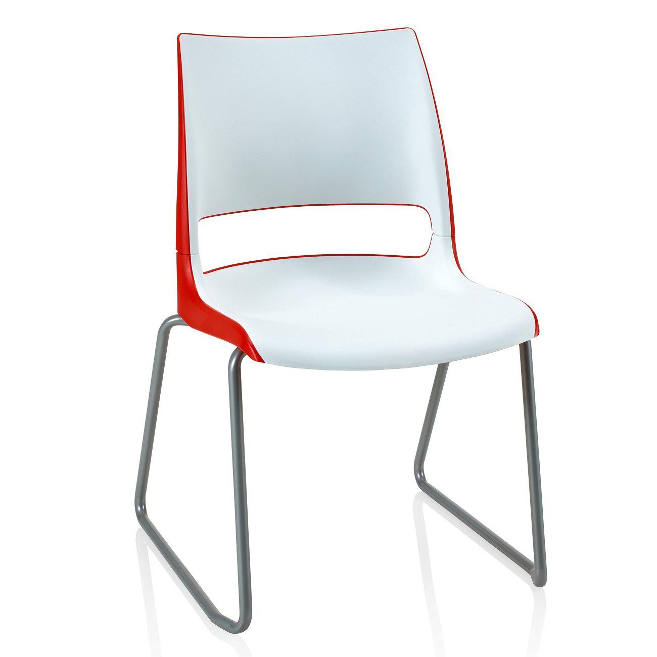 Doni Sled Base Stack Chair with 2-Tone Poly Shell, FREE SHIPPING