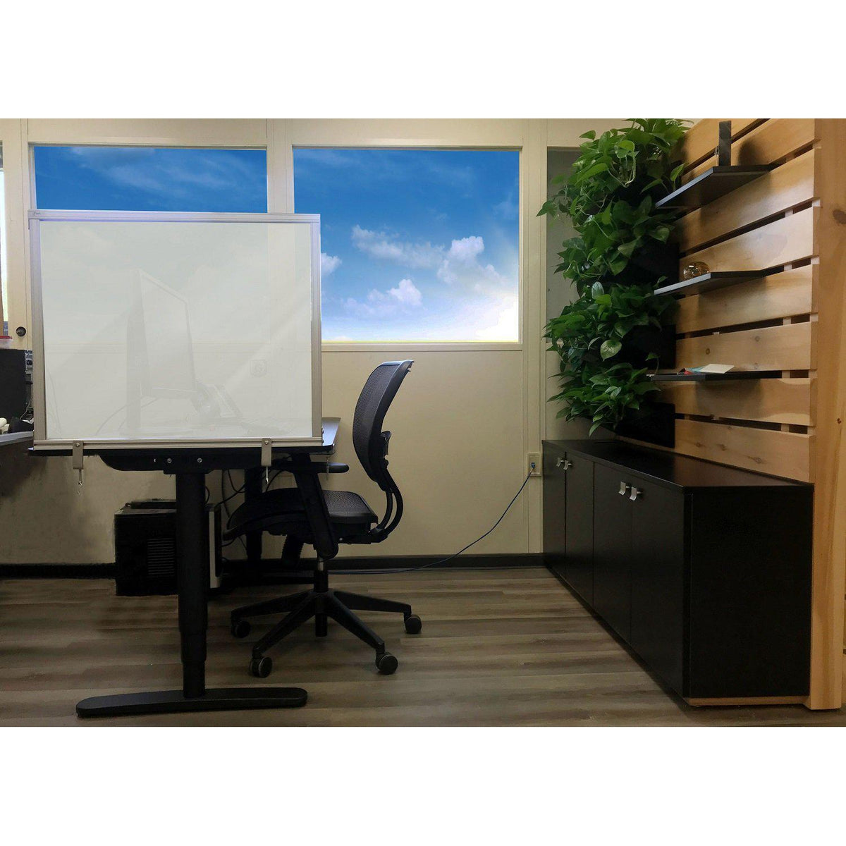 Attachable Desktop Protection Screen and Sneeze Guard, Frosted Plastic, 24"H x 59"W