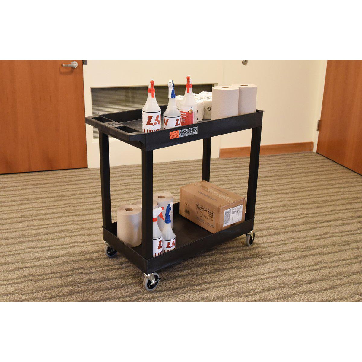 32" x 18" Plastic Tub Cart with Two Shelves