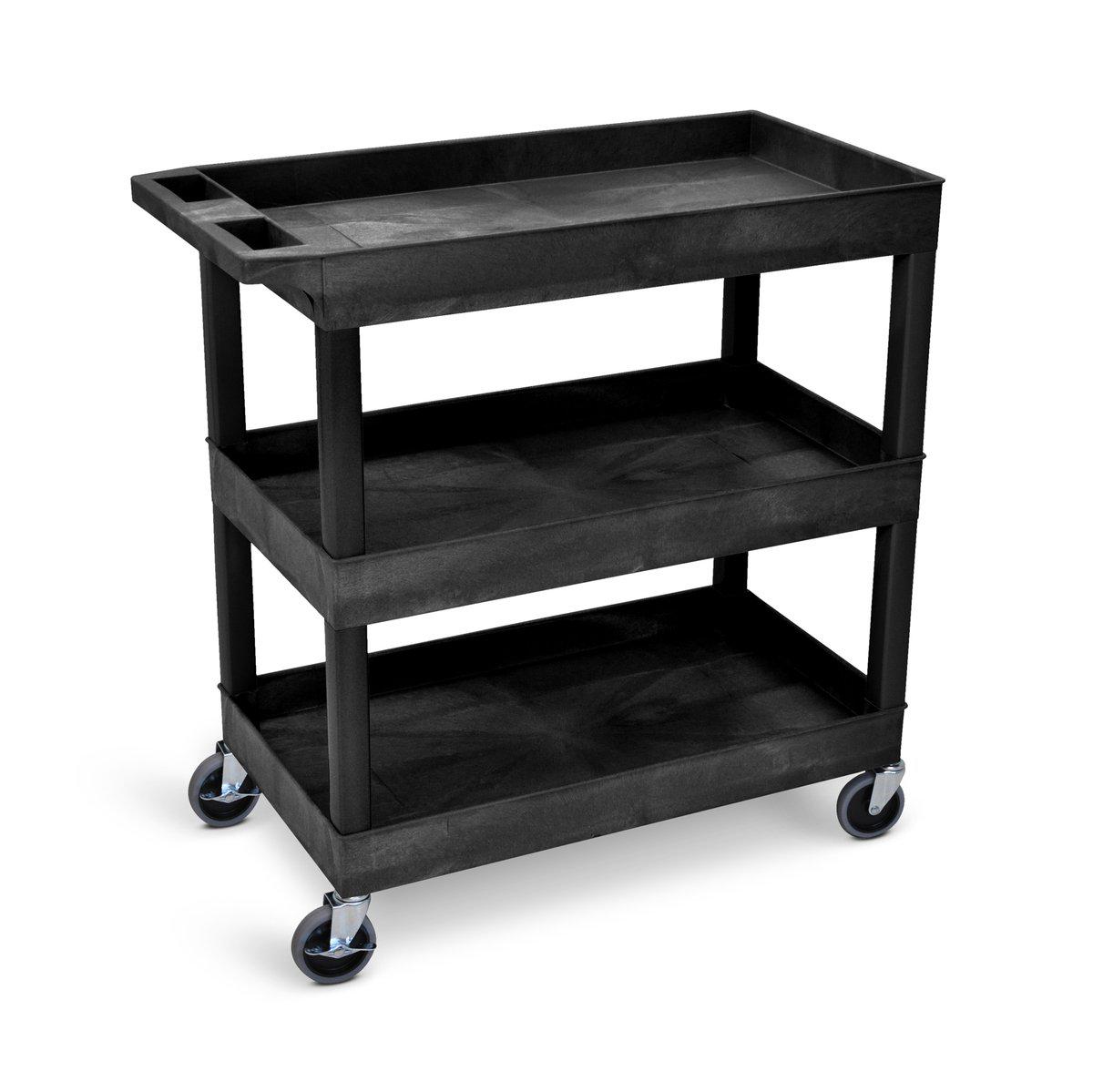32" x 18" Plastic Tub Cart with Three Shelves