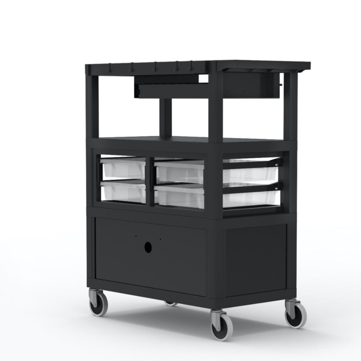 Traveling Teacher Cart with Locking Cabinet